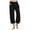 Black, variant on WIZUTIZ Work Pants Women Capris Ultra Thin Stylish Loose Wide Leg Palazzo Pants Stretch Elastic Mid Rise Summer Pants Solid Drawstring Straight Leg with Pockets Trousers Swim Street Black