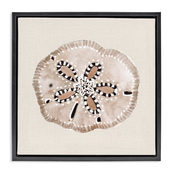 Stupell Industries Taupe & Beige Sand Dollar Black Framed Floater Canvas Wall Art, design by Lanie Loreth