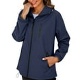 thumbnail image 3 of EchfiProm Packable Womens Windbreaker Jacket Waterproof Navy Lightweight Streetwear Zip-up Waterproof Hooded Coat, 3 of 8