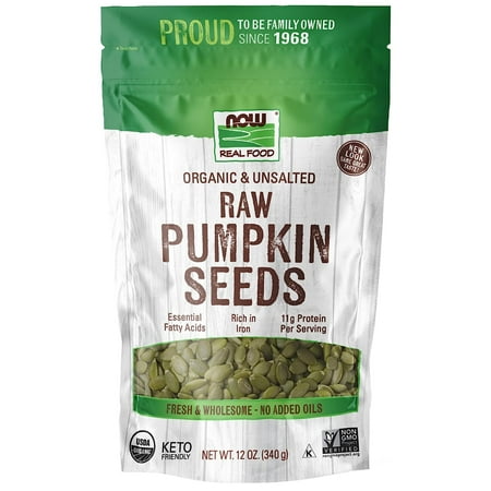 NOW Foods, Pumpkin Seeds, Raw and Unsalted, Essential Fatty Acids, Rich in Iron, Excellent Source of Protein 12 oz Pkg