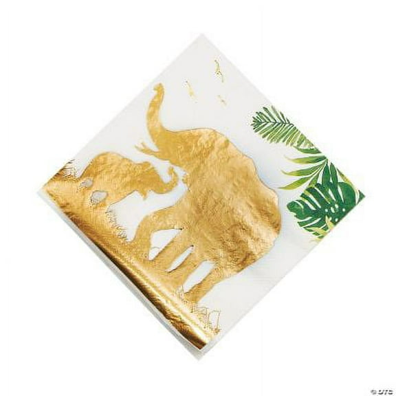 Sophisticated Safari Luncheon Napkins w/Gold Foil, Birthday, Party Supplies, 16 Pcs