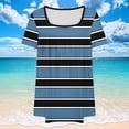 thumbnail image 5 of JTZGDY Women's Plus Size Tops Casual Striped Printed Summer Square Neck Blouses Short Sleeve Ruched Pleated T Shirts Loose Oversized Flowy Beach Tunics Navy XXXXXL, 5 of 6