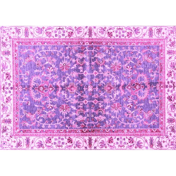 Ahgly Company Indoor Rectangle Oriental Purple Traditional Area Rugs, 5' x 7'