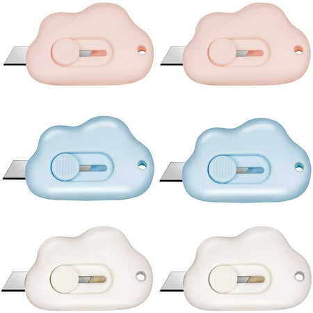 

Mini Utility Knives Box Cutter Retractable Letter Opener Carton Opener (Pink/Blue/White)