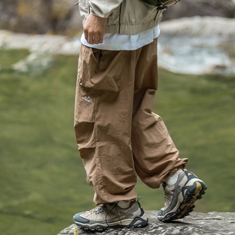 TIANZEN Male Summer Double Pleated Parachute Pants With Large