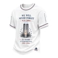 thumbnail image 2 of 9/11 25th Anniversary T-Shirt, Never Forget 911 Graphic Short Sleeve Crew Neck Shirt,Salute to Firefighters American Patriotic 25th White Memorial Tee, Royal Blue XL, 2 of 4