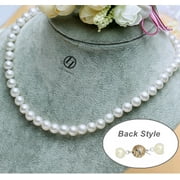Freshwater Pearl Strand Necklace 8-9mm White 18" for Bridal Wedding June Birthstone by Lily Treacy