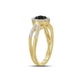 thumbnail image 3 of 10kt White Gold Womens Round Brown Diamond Polygon Cluster Ring 1/2 Cttw, 3 of 4