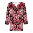 thumbnail image 5 of successthop V Neck Blouse for Women 3/4 Sleeve Tee Shirts Lightweight Trendy Pullover Clothes Vintage Print Shirts, 5 of 6