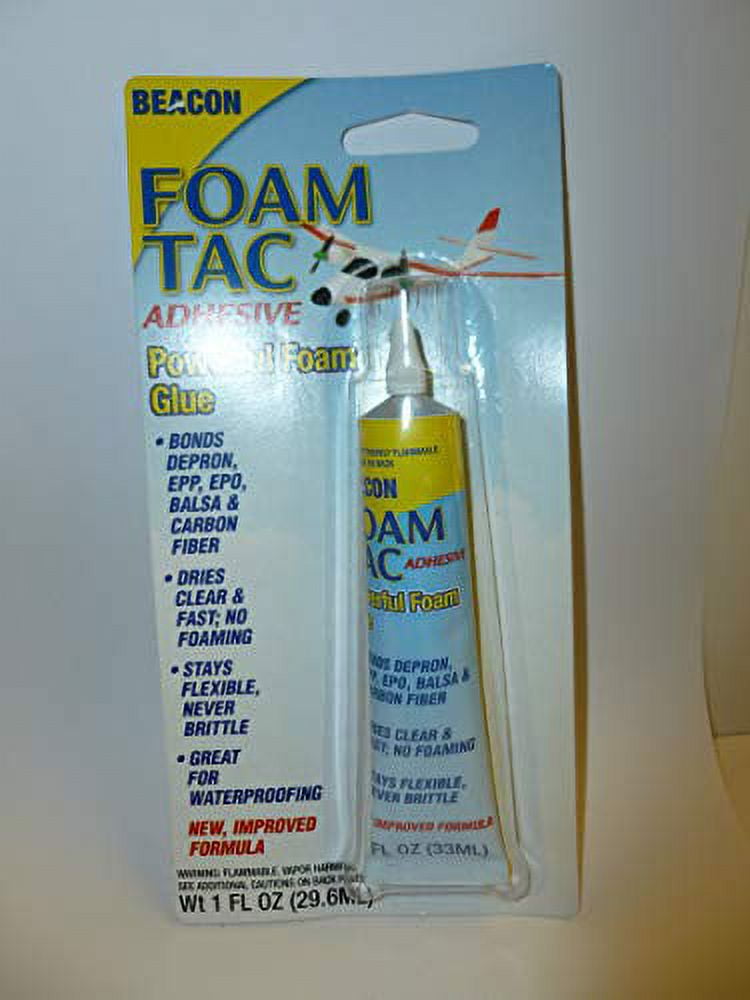  BEACON Foam-Tac Powerful Glue - Fast-Drying, Waterproof, Ideal  for Foam, Plastics, Balsa Wood, and Carbon Fiber - Perfect for RC Builders,  1-Ounce, 12-Pack : Arts, Crafts & Sewing