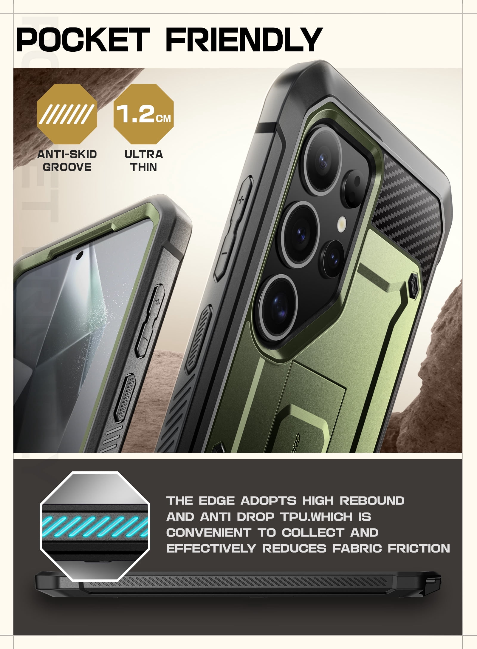 SUPCASE for Samsung Galaxy S25 Ultra Case with Stand, [Unicorn Beetle Pro] [2 Front Frames] [Built-in Screen Protector & Belt-Clip] Military-Grade Protection Phone Case for Galaxy S25 Ultra, Guldan