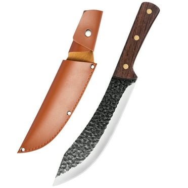 Butcher Knife for Meat Cutting Hand Forged 7.8" Sharp Full Tang Kitchen Meat Cleaver for Home Outdoor Camping BBQ