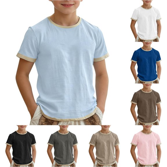 LIIPEE T Shirts For Boys Short Sleeve Crew Neck Fashion Color Block Ringer Tees Kids Casual Loose Cute Summer T Shirt,11-12 Years