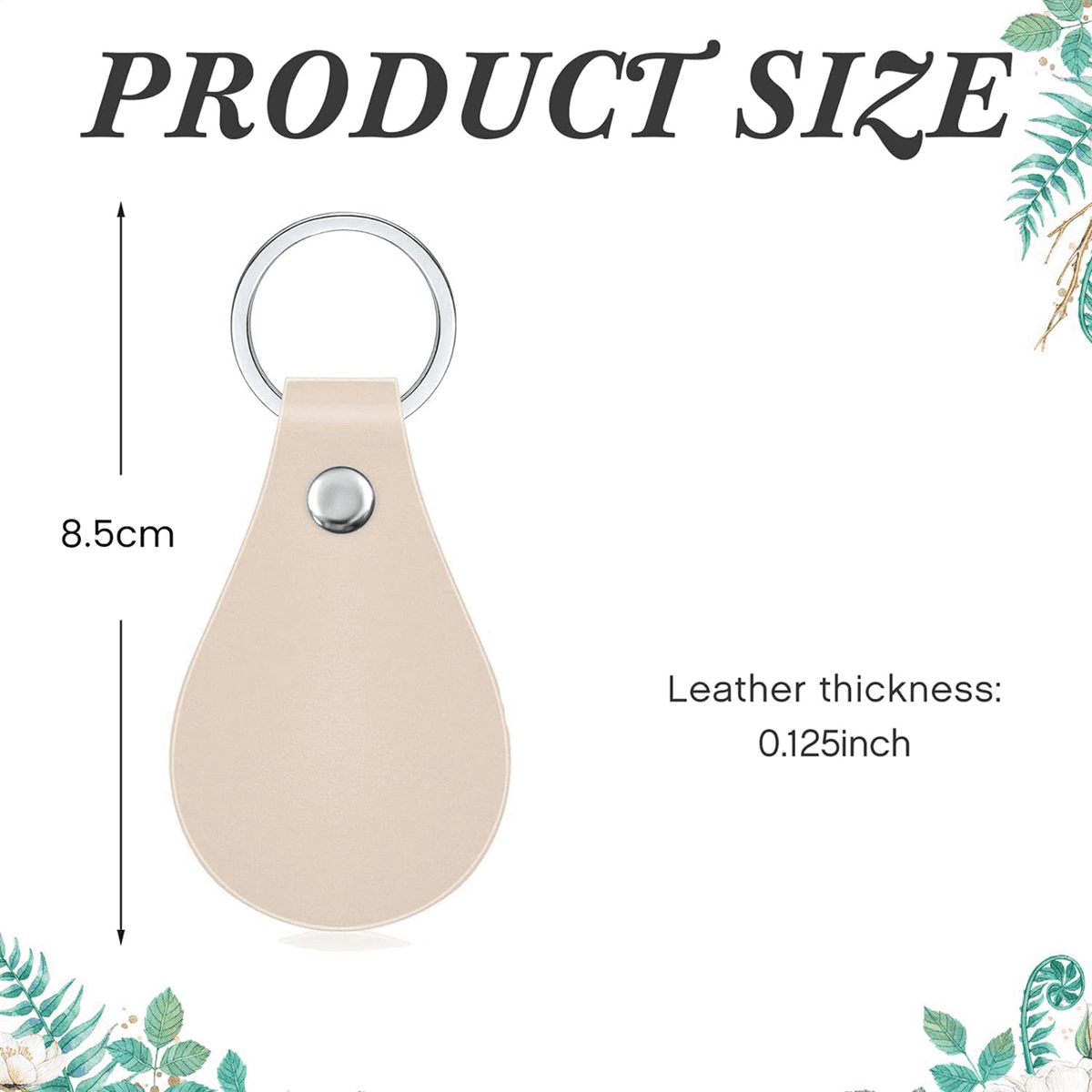 60 Pcs Leather Key Fob Kit for DIY Craft, PU Leather Key Fobs Blanks with Rivets and Key Rings for Engraving Keychain,60 x Key Fob,Beige