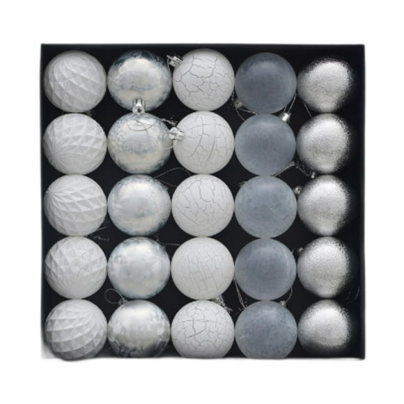 25 bolas navideñas esféricas para colgar, irrompibles, de polipropileno. Plata