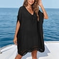 thumbnail image 5 of COMVALUE Women V Neck Swimsuit Cover Ups Crochet Swim Coverup Hollow Out Summer Beach Cover Up Dress (One Size, Black), 5 of 8