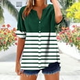 thumbnail image 2 of Idoravan Womens Clothes under $8 Women's V-neck Short Sleeved Non Positioning Printed Summer Button Short Sleeved Loose And Fashionable T-shirt, 2 of 5