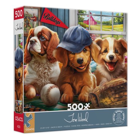 Ceaco Tom Wood Puppy Players 500-Piece Interlocking Jigsaw Puzzle for Children Ages 14+