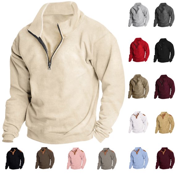 Npasoilc Half Zip Sweatshirt For Men Long Sleeve Pullover Sweatshirt Lightweight Hiking Jackets Casaul Stand Collar Sweatshirts Fall Tops Outdoor Warm Sweatshirts