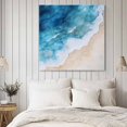 thumbnail image 4 of Blue Beach Coastal Wall Art Painting on Canvas, Summer Ocean Seaside Nautical Canvas Art Home Prints Wall Art Framed Modern Artwork for Living Room Bedroom Wall Decor 16x16in, 4 of 9