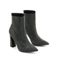 thumbnail image 2 of DREAM PAIRS Women's Elegant Crystal-Embellished Sock Boots with Chunky Heel, 2 of 8