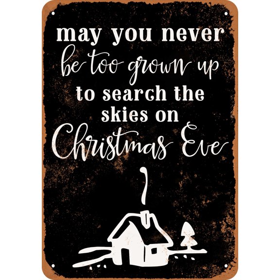 7 x 10 METAL SIGN - Search the Skies on Christmas Eve (Dark Background) - Vintage Rusty Look