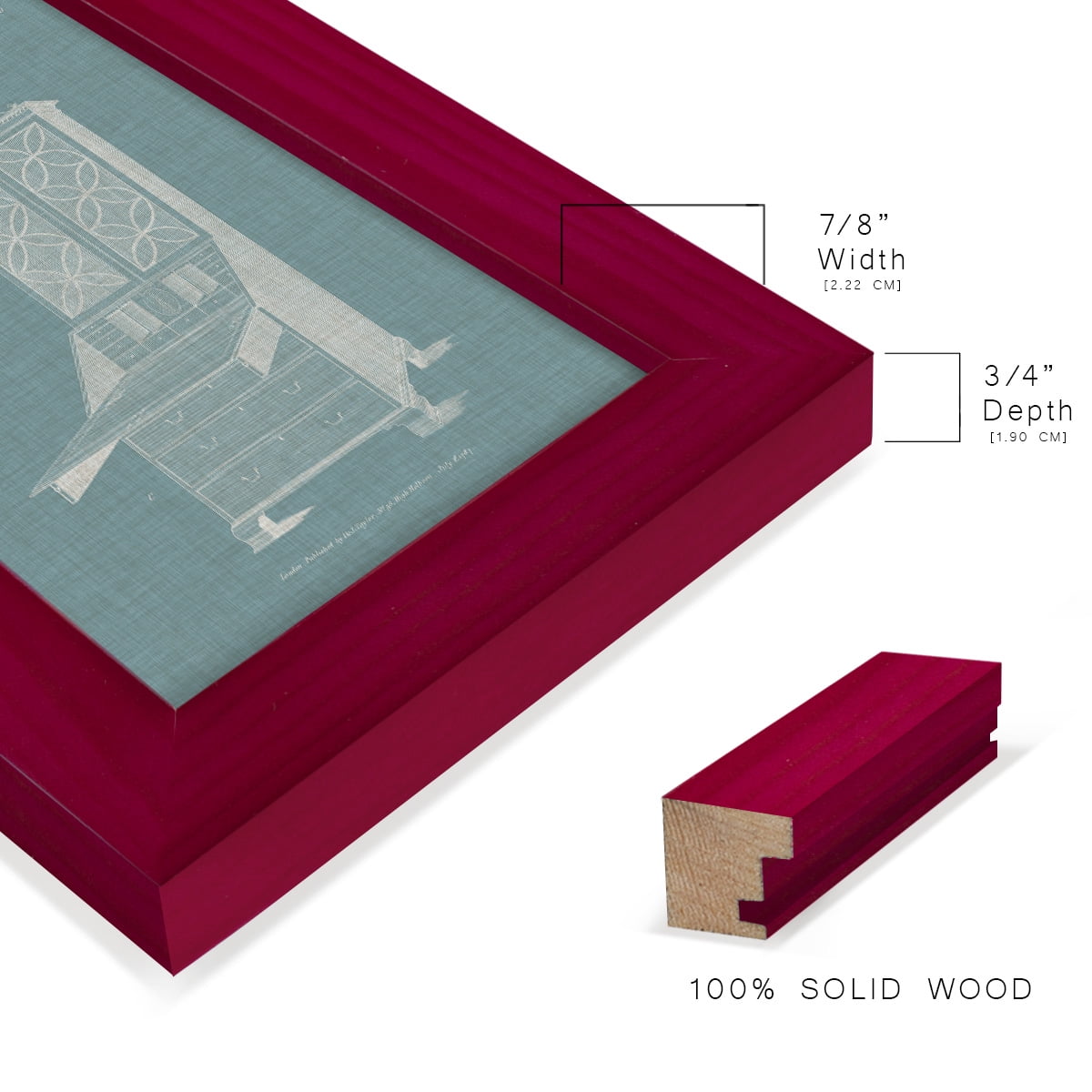 Hepplewhite Desk & Bookcase II - Framed Print w/glass - Cherry Red
