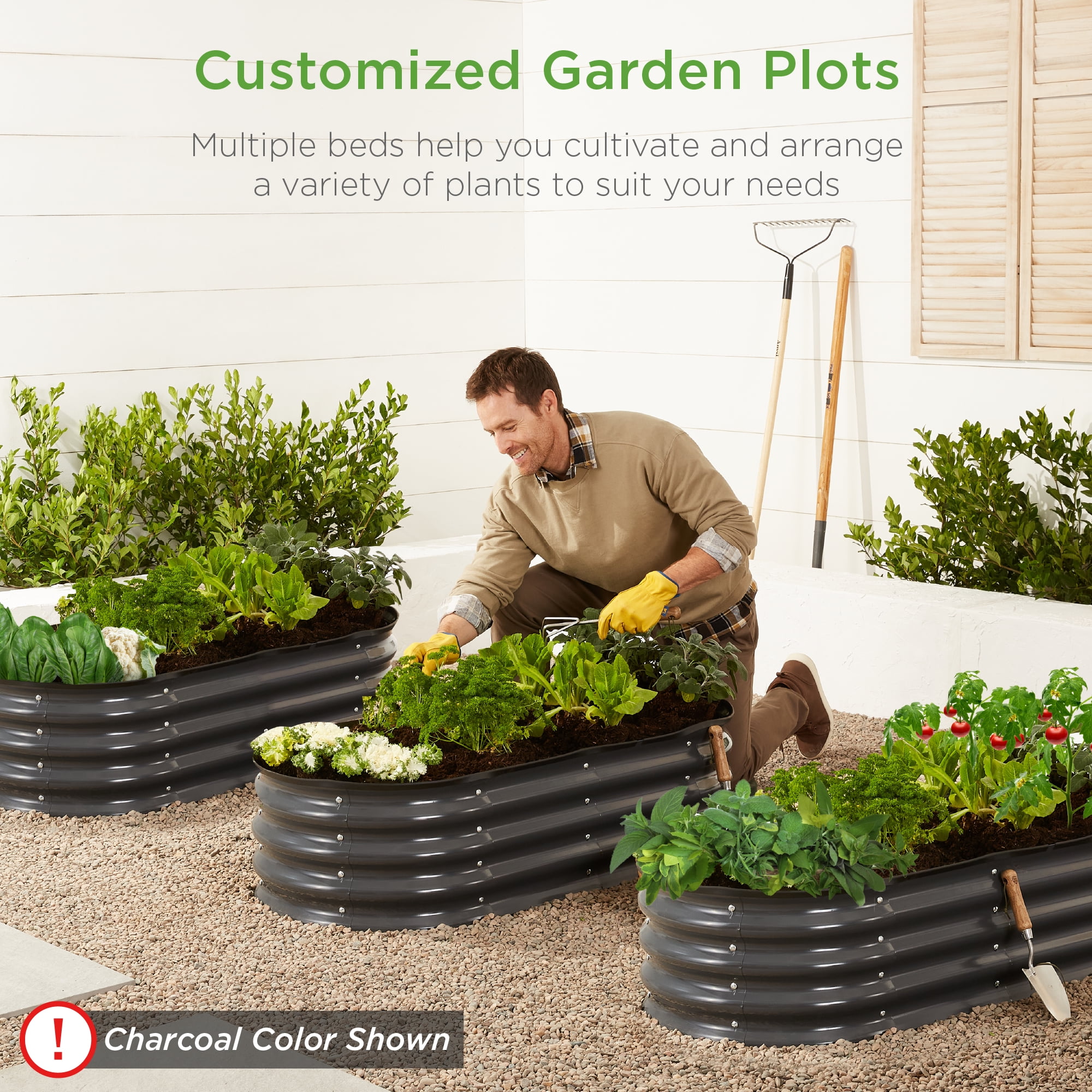 Best Choice Products 4x2x1ft Outdoor Raised Metal Oval Garden Bed, Planter Box for Vegetables, Flowers - Beige