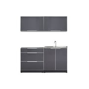 Outdoor Kitchen Aluminum 4 Piece Cabinet Set with Sink, 3-Drawer and Wall Cabinets