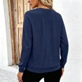 thumbnail image 4 of Vivianyo HD Women's V-neck Raglan Pullover Tops, Cuffed Long Sleeve Soft Knit Casual Shirts for Women, Women's Navy, Sizes S-2XL, 4 of 4
