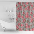 thumbnail image 2 of Shower Curtain, Summer Watercolor Pink Rose Leaf on Grey Waterproof Shower Curtain Set with Hooks for Bathroom Showers,Stalls and Bathtubs,72x84In Farmhouse Flowers, 2 of 9