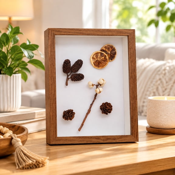 Deep Shadow Box Frame – Small Wood Memory Display Case for Photos and Memorabilia