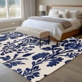 thumbnail image 4 of Abstract Flower Large Area Rugs 6x9 ft Spring Abstract Blue Floral Linen Texture Vintage Washable Rug Non Slip Indoor Carpet Absorbent Floor Mat for Living Room Bedroom Dining Room, 4 of 9