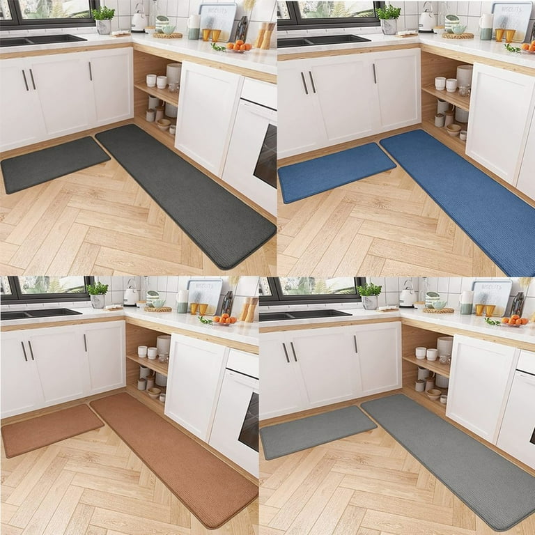 Kitchen Rug, Anti Fatigue Kitchen Mat 2 Pieces, Non Skid Kitchen Floor Mat, Kitchen  Rugs And Mats Washable, 17X 29+17X 59, Gray