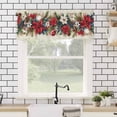 thumbnail image 4 of Poinsettia Fir Leaf Berry Valances for Windows Christmas Balls Rod Pocket Curtain Valance Window Treatment Short Curtains for Kitchen Living Room, 60"x18", 4 of 5