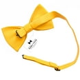 thumbnail image 3 of Boy's Bright Yellow Bow Tie Pre-Tied Style Formal Satin Classic Bowtie for Tuxedo Faux Silk, by Adam Young (Medium, Merigold Yellow), 3 of 5