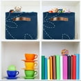 thumbnail image 7 of GZHJMY Traditional Indigo Blue Japanese Needlework Print Foldable Storage Bin Bedroom/Office Rectangular Canvas Basket 14.2"x10.2", 1 PCS Cube Organizer Boxes with Handles for Books/Clothes/Toys, 7 of 7