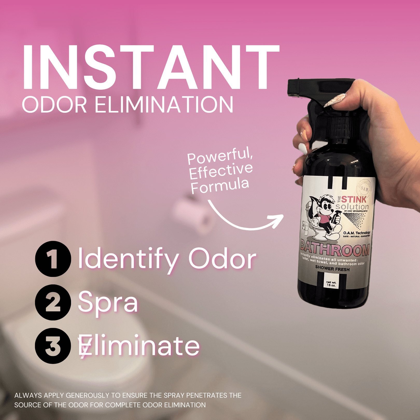 The Stink Solution Bathroom Odor Eliminator Spray, Shower Fresh, 16 oz, 2 Count