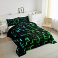 thumbnail image 3 of Manfei Futuristic Cubes 3-Piece Full Size Comforter Sets,Teal Green Bedding Comforter Set,Geometric Plaid Lightweight Bedding Sets,Lightweight Abstract Room Decor,Reversible, 3 of 8