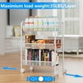 thumbnail image 5 of 3 Tier Rolling Kitchen Storage Utility Cart on Wheels Multifunction Basket Stand Shelf for Bathroom Office, Full Metal Storage Art Trolley Craft Carts White, 5 of 8