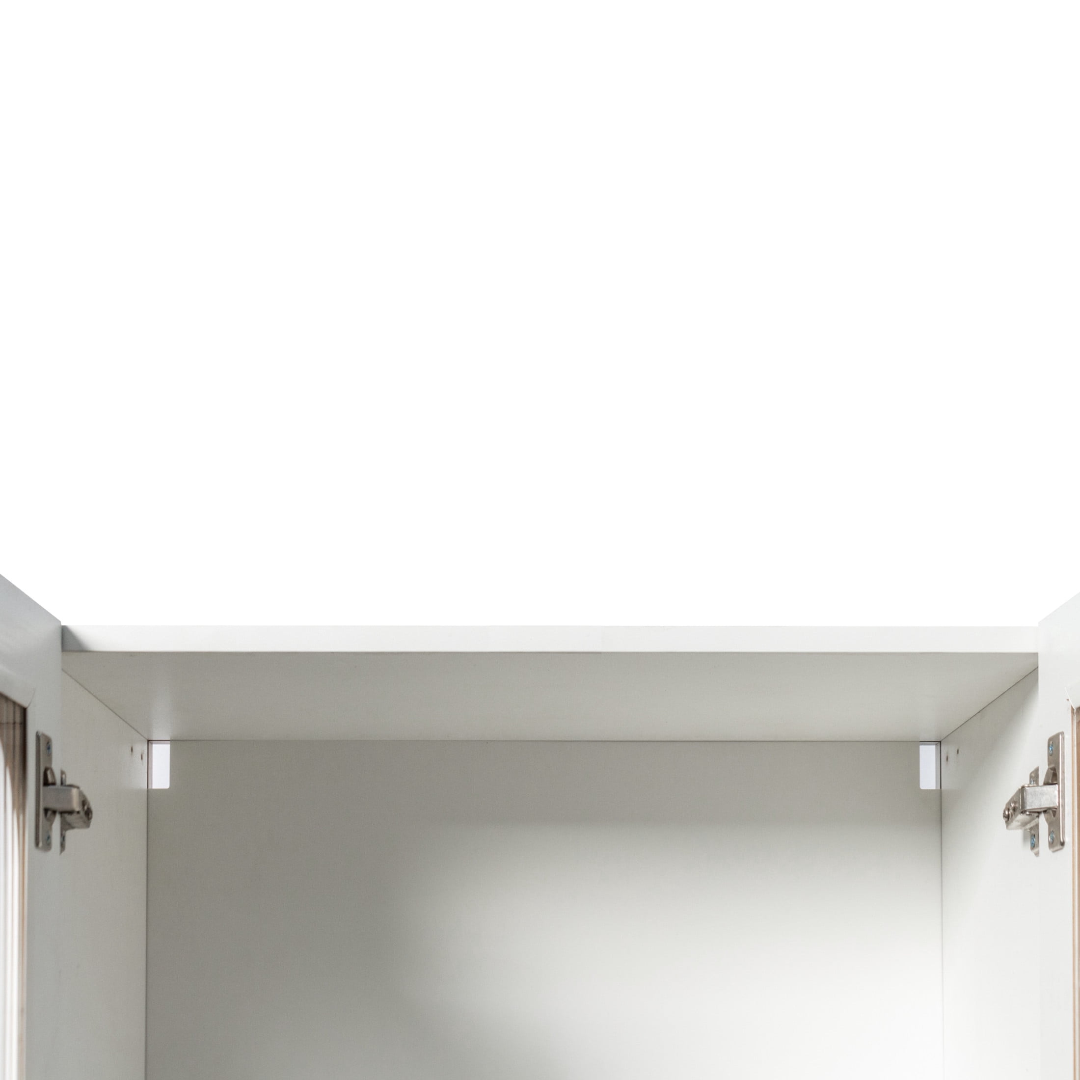Noble House Arched Glass Door Wall Display Cabinet, Modern Floating Storage Cabinet for Kitchen & Bathroom, White