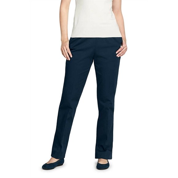Womens Twill Pants Elastic Waist