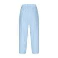 thumbnail image 5 of Plebaso Cotton Linen Cropped Pants for Women Elastic Waist Casual Pants Plain Summer Lightweight Capris, 5 of 7