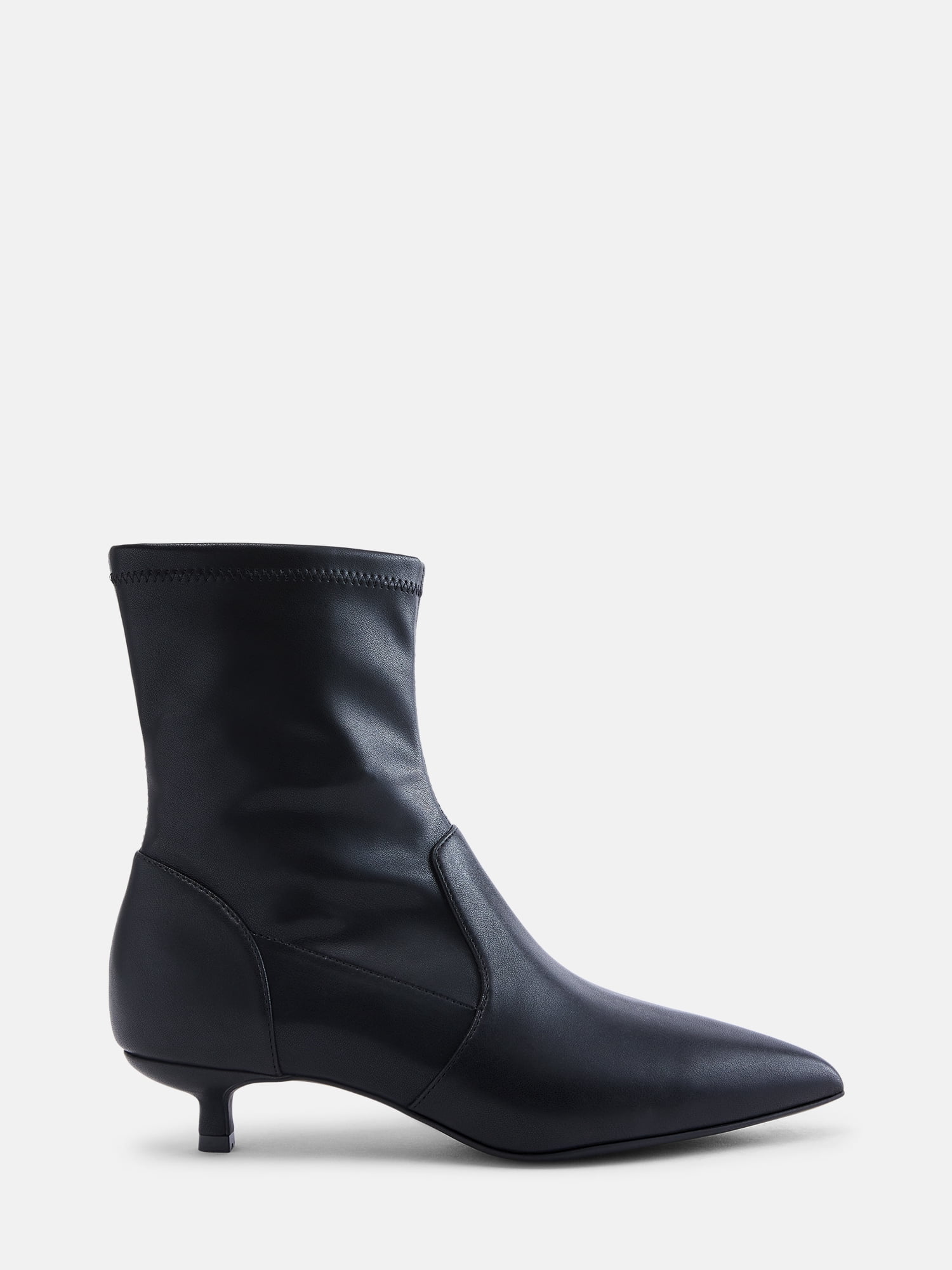 Scenario Women's Stretch Kitten Heel Faux Leather Booties