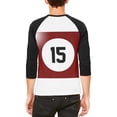 thumbnail image 2 of Halloween Billiard Pool Ball Fifteen Costume Mens Raglan T Shirt White-Black LG, 2 of 2