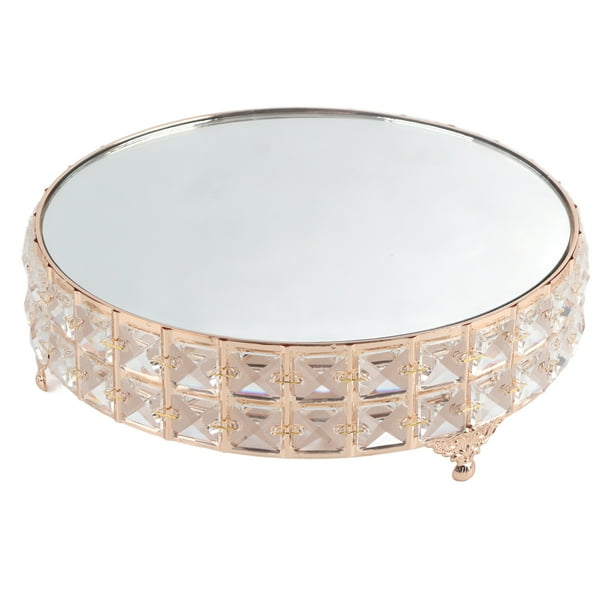 Soporte Redondo Sincero para Tartas con Espejo de Cristal Bandeja de Exhibición para Magdalenas y Postres
