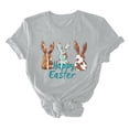 thumbnail image 4 of Ichuanyi Easter Shirts for Women Funny Bunny Face Graphic Print Rabbit T Shirt Summer Casual Short Sleeve Festival Holiday Tee Tops, 4 of 5