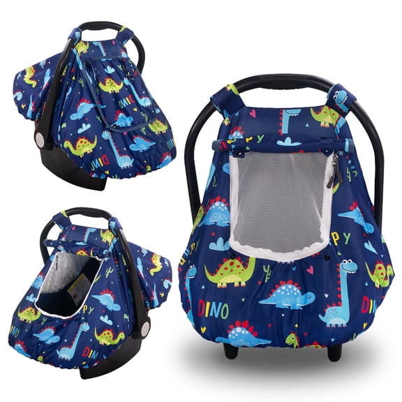 Beavtaens 3-in-1 Baby Car Seat Cover, Winter Infant Carseat Canopy, Soft & Breathable, Blue