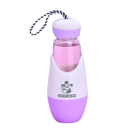 

300ML Glass Water Bottle Carrying Loop BPA Free Mini Drinking Cup Travel Mug for Kids Adults