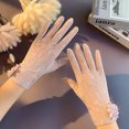 thumbnail image 4 of Guantes de seda helada de encaje corto para mujer, finos, de verano, para conducir, con pantalla táctil, para primavera y otoño, 4 of 5